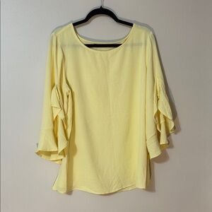 Elegant Yellow Ruffle Sleeve Women's Top, Size XL